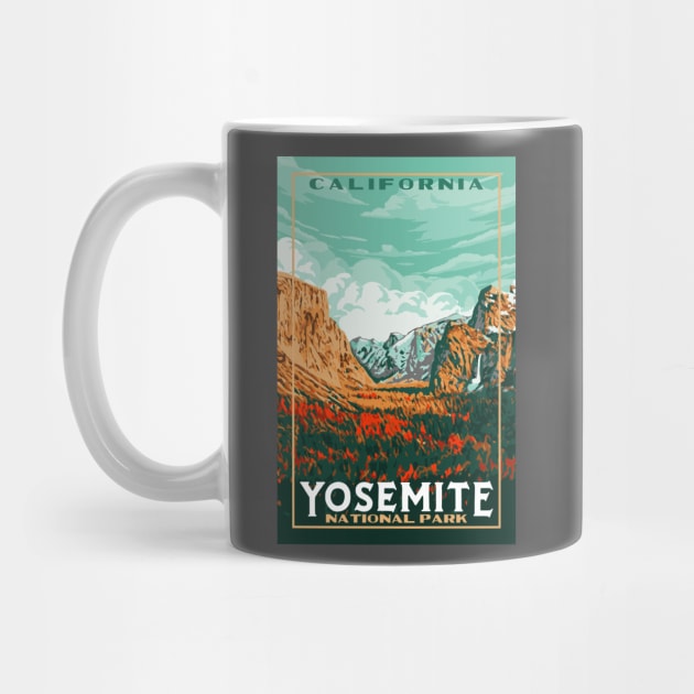 Yosemite National Park - Yosemite Valley Vintage California WPA Style Poster Art by GIANTSTEPDESIGN